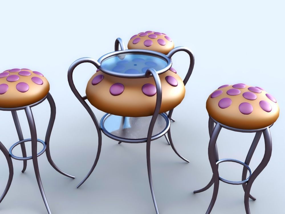 Jellyfish table and chairs 3D model_2