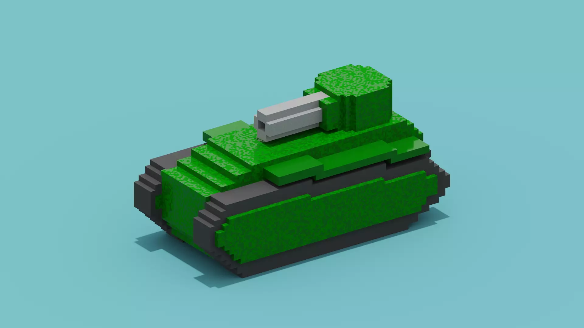 Voxel Tank Low-poly 3D model_0