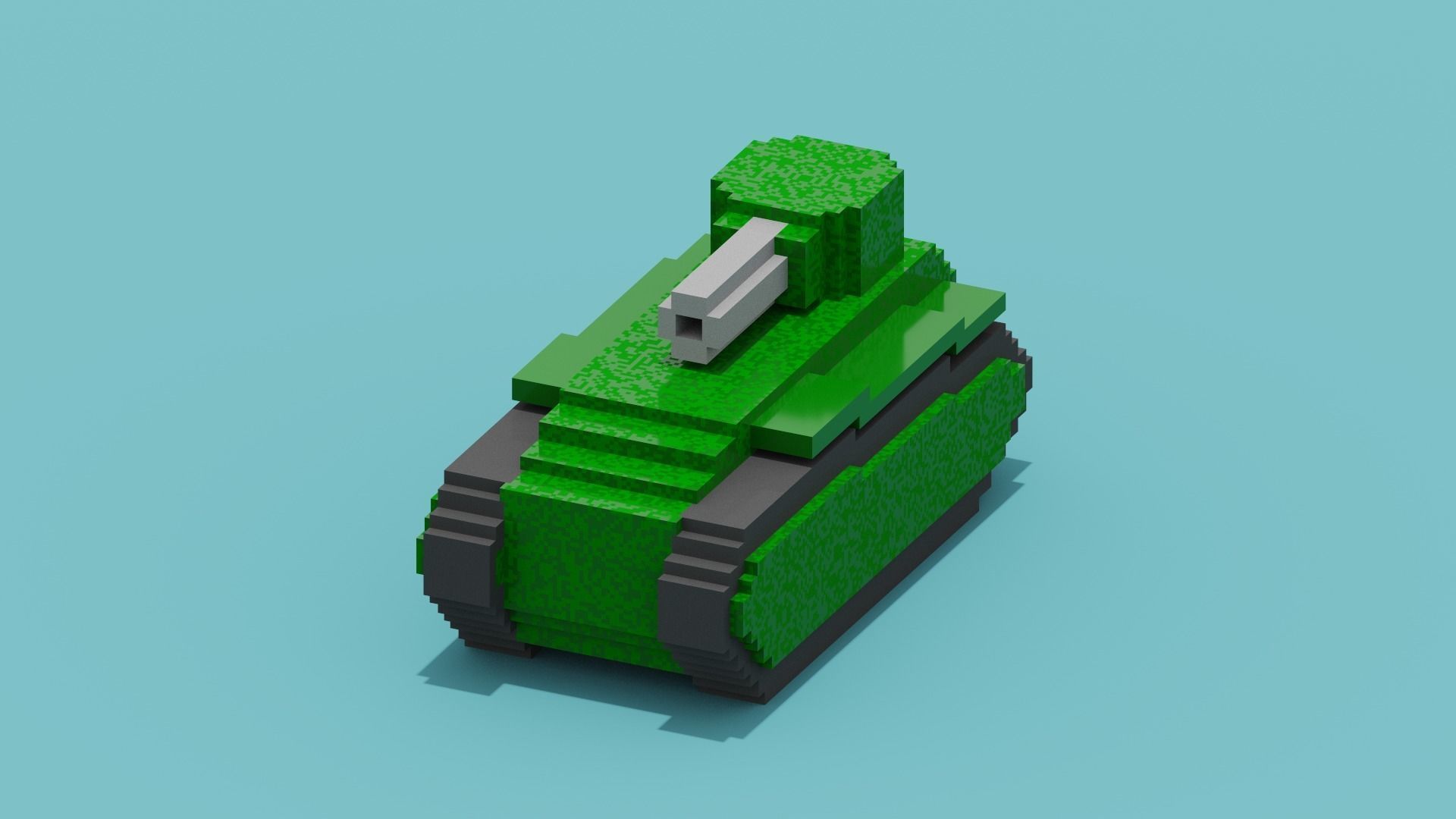 Voxel Tank Low-poly 3D model_4