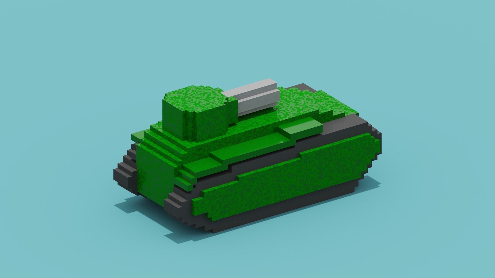 Voxel Tank Low-poly 3D model_11