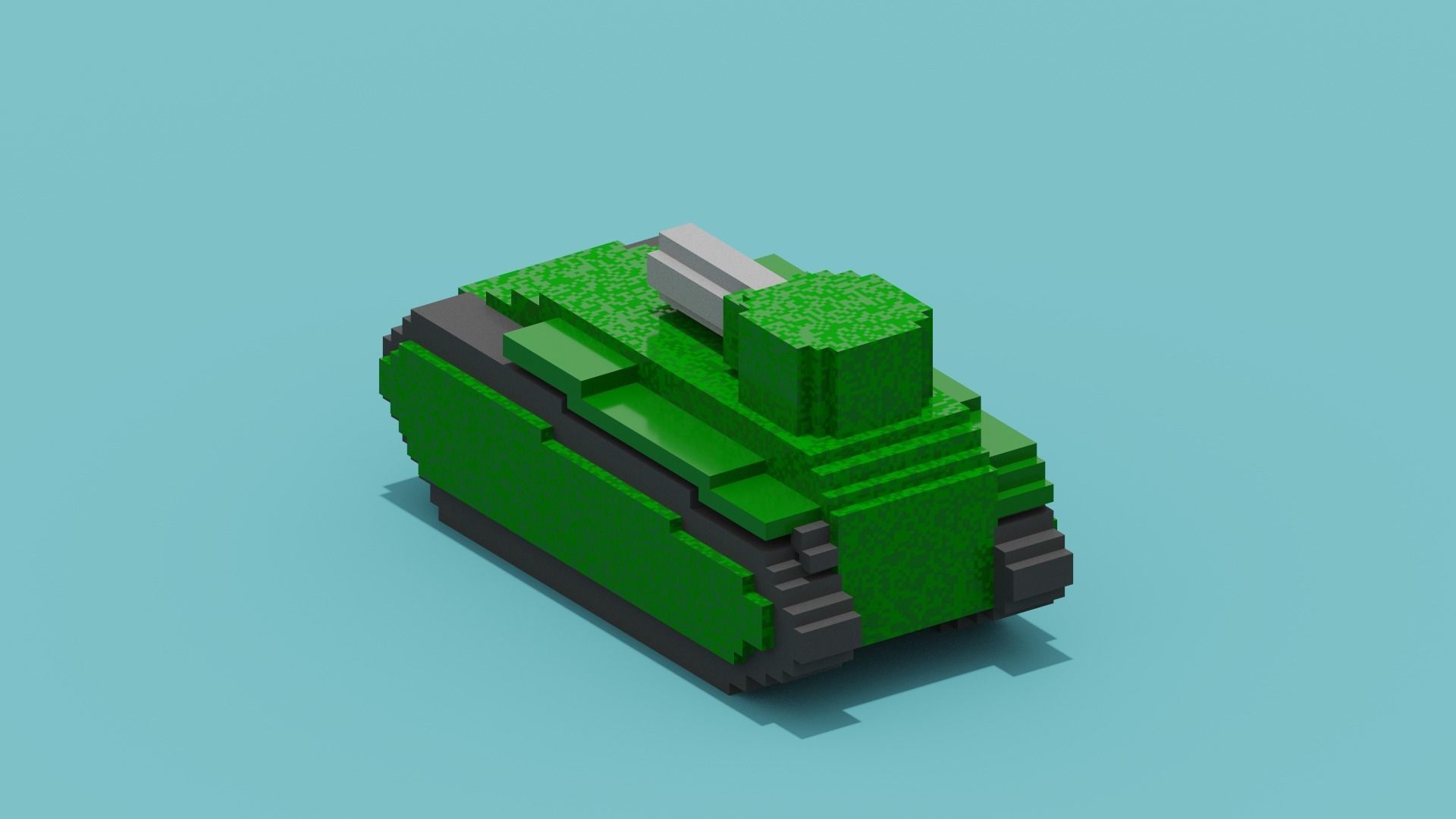 Voxel Tank Low-poly 3D model_7