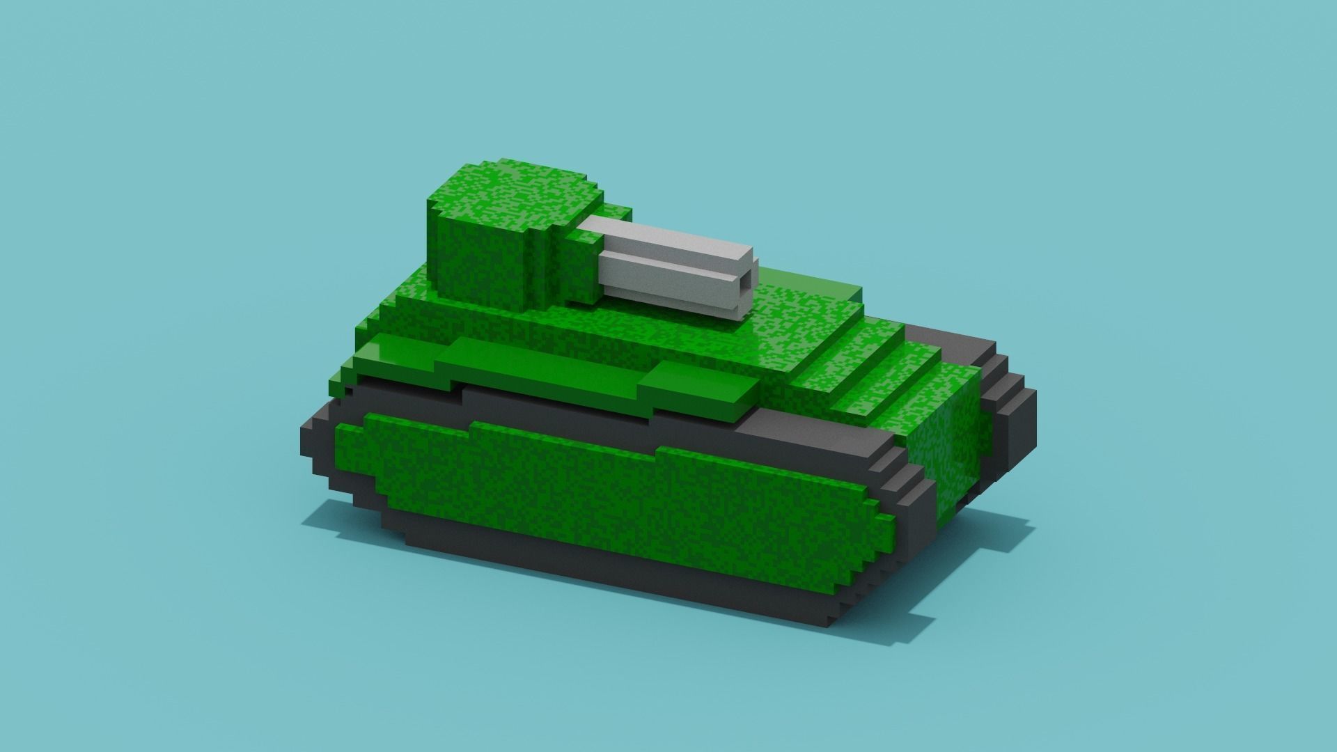 Voxel Tank Low-poly 3D model_1