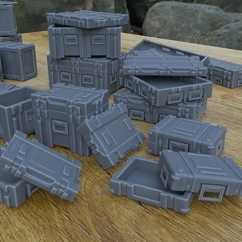 REALISTIC MILITARY CRATES FOR WAR TERRAIN 1-35 SUPPORTED STL 3D print model