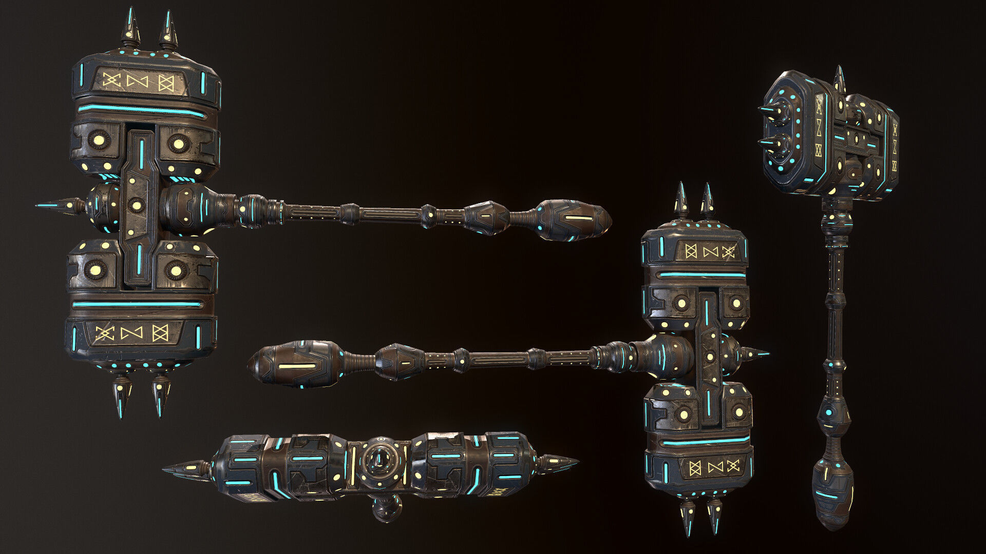 Energy Hammer - Game Ready Low-poly 3D model_2