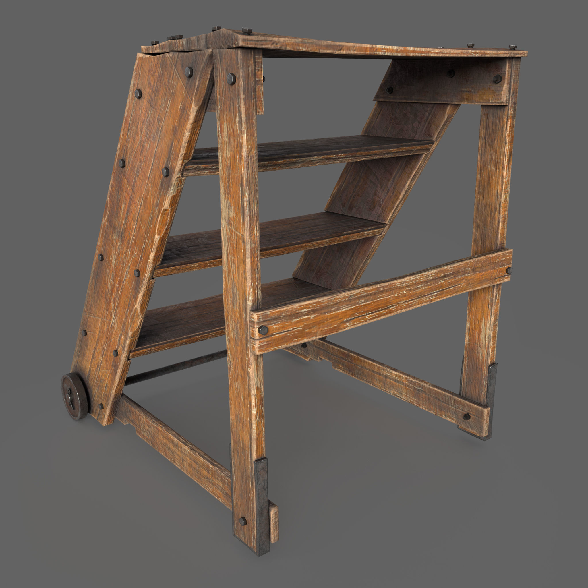 Step Stool Low-poly 3D model_1
