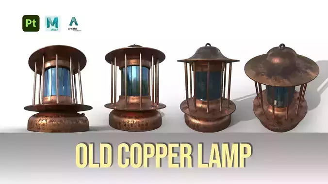 Old Copper Lamp 3D model