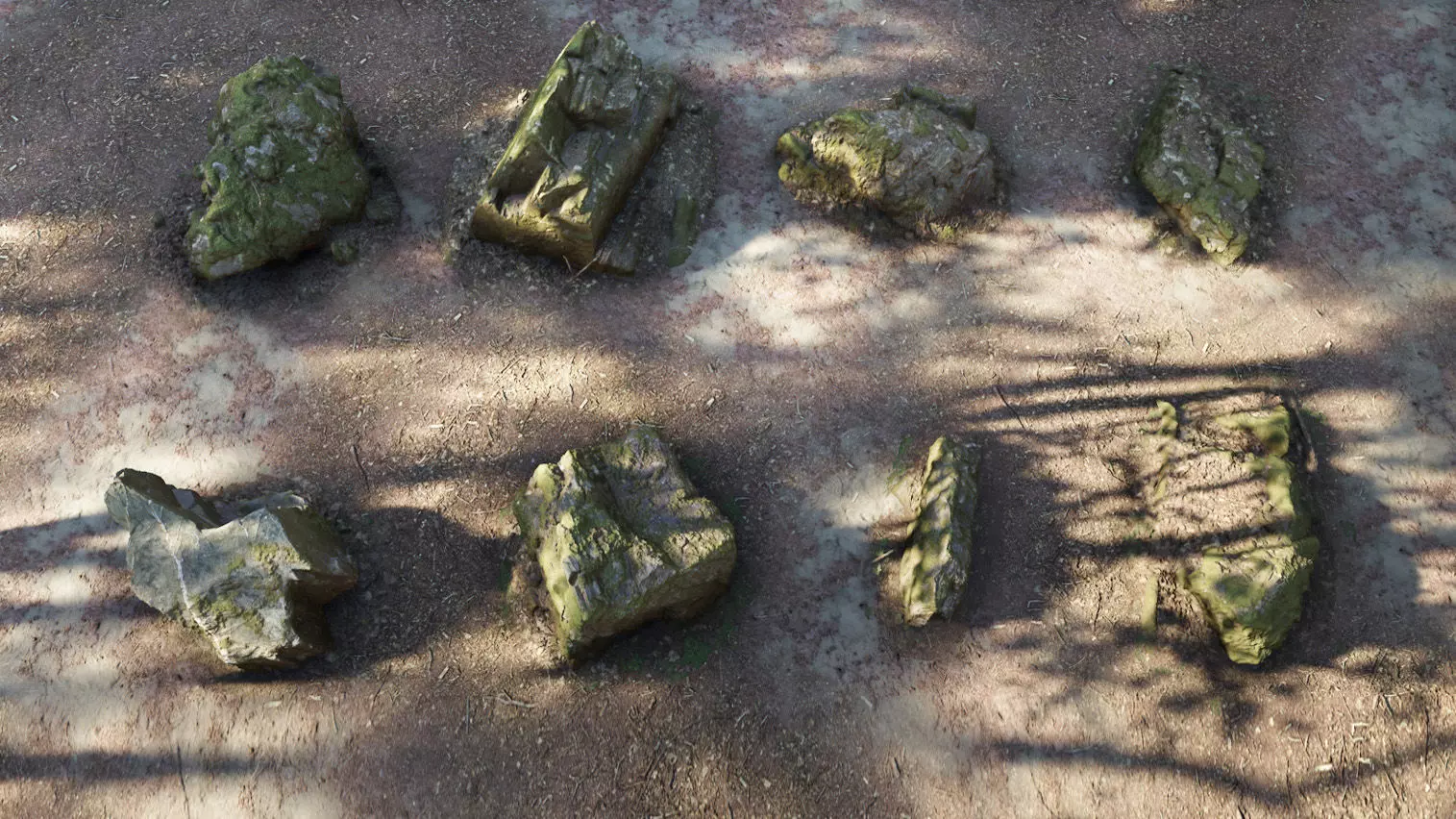 Mossy Forest Rocks Pack 3D model_0