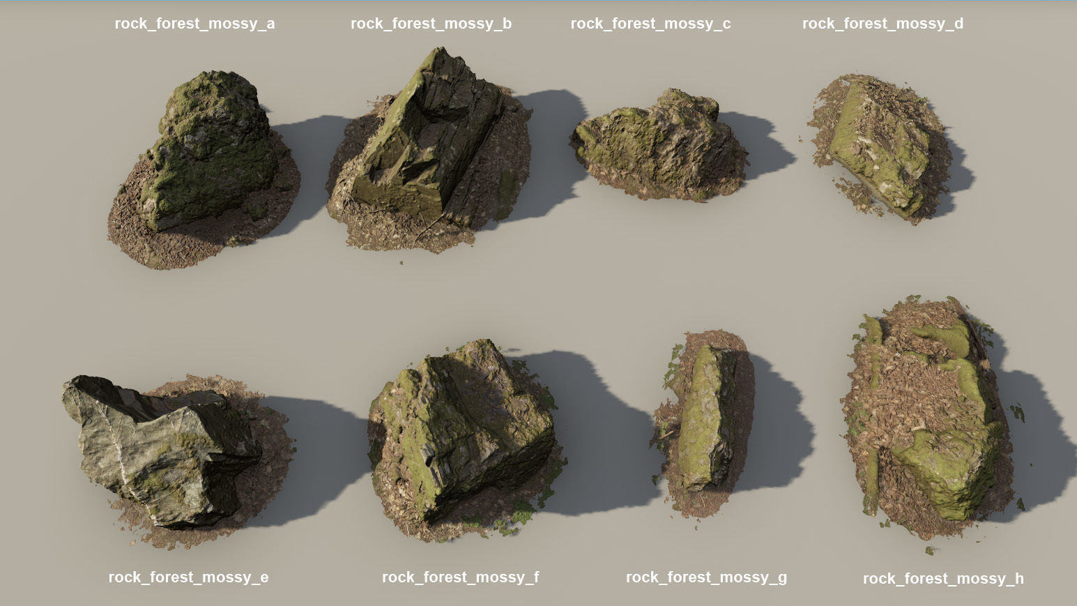 Mossy Forest Rocks Pack 3D model_9