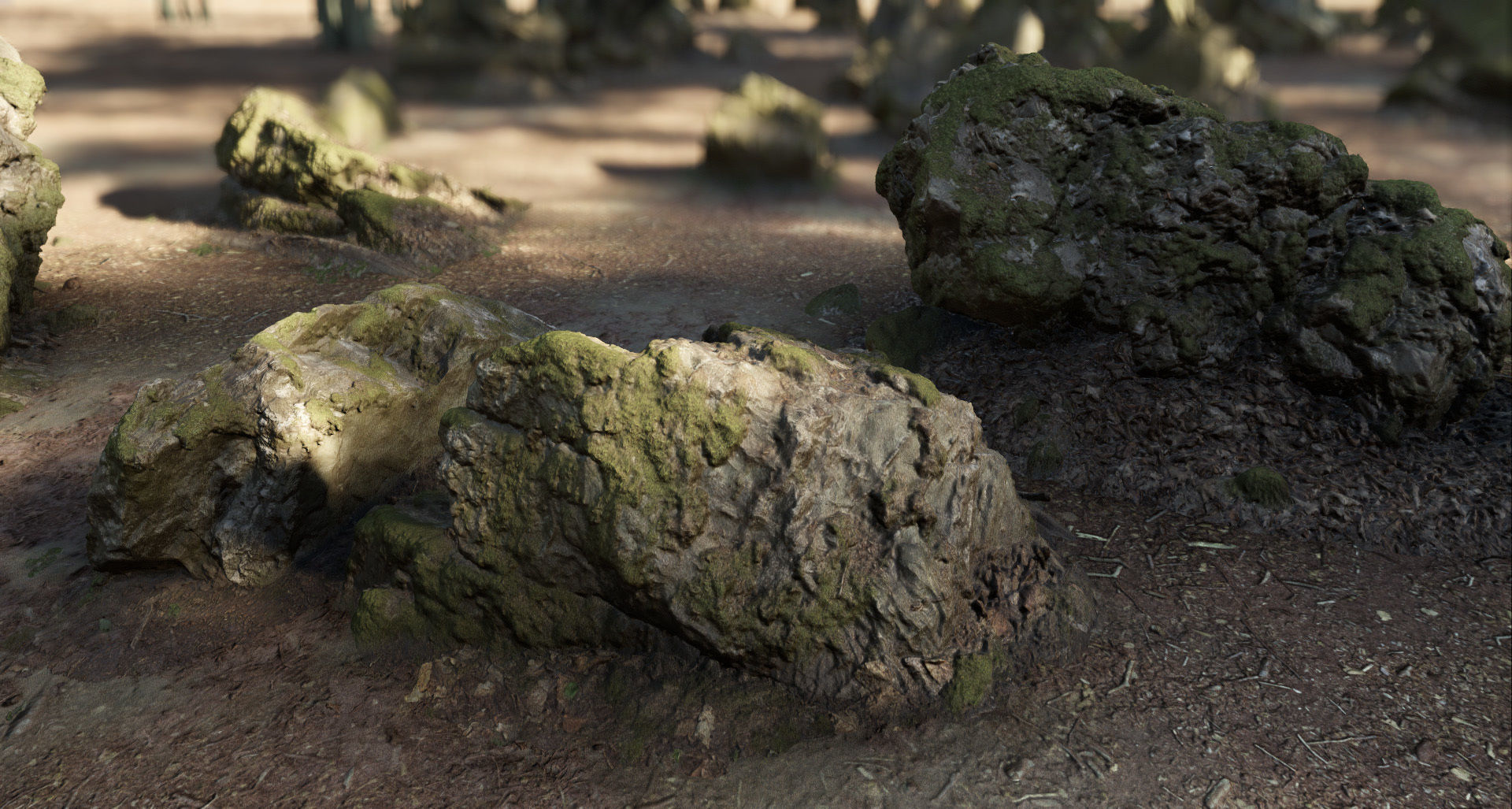 Mossy Forest Rocks Pack 3D model_1
