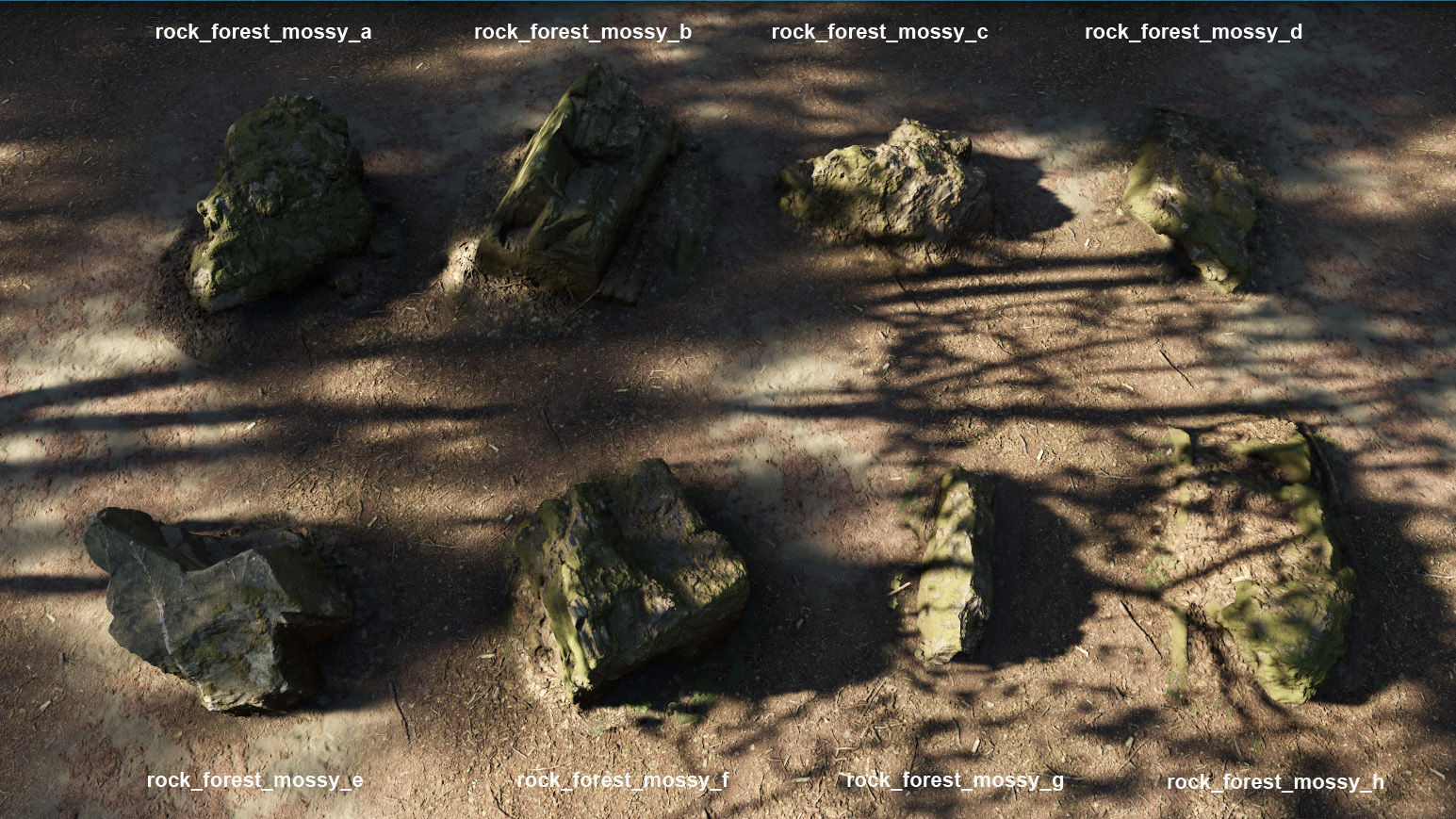 Mossy Forest Rocks Pack 3D model_8