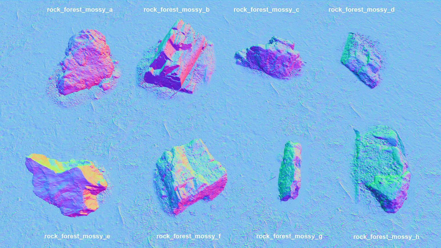 Mossy Forest Rocks Pack 3D model_11
