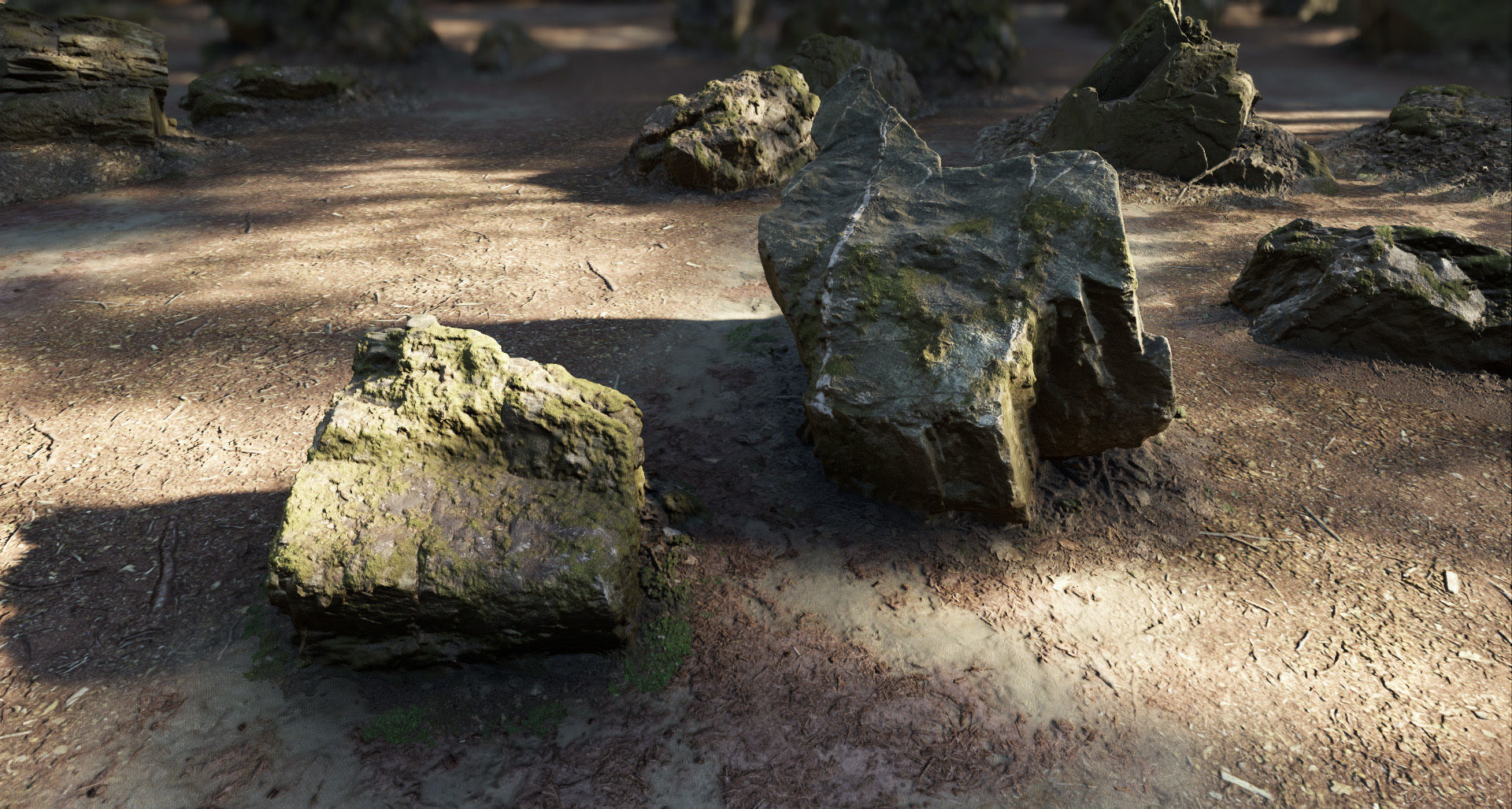 Mossy Forest Rocks Pack 3D model_2