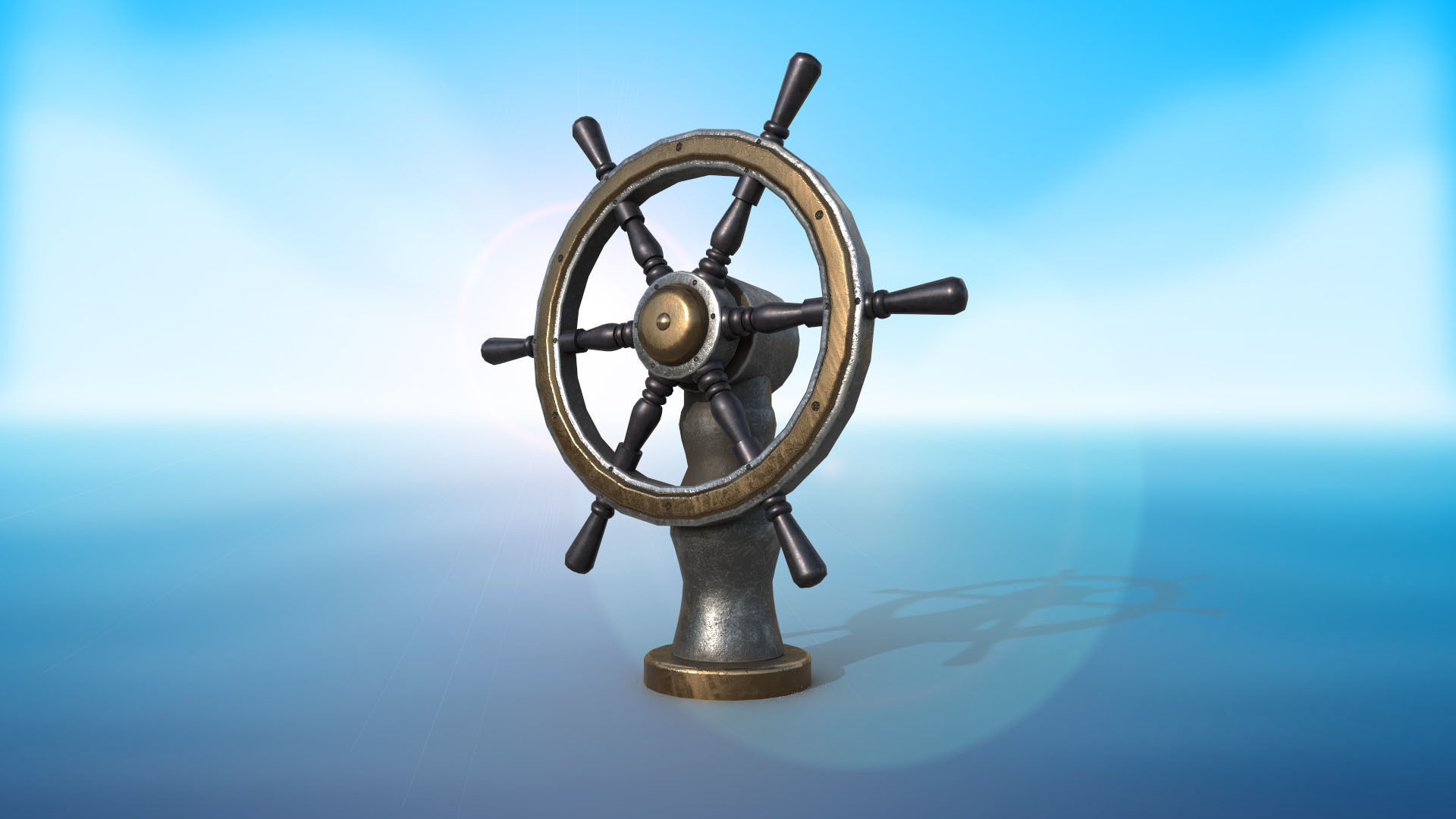 The helm of a sea ship or vessel nautical anchor and bell game  3D Model Collection_1