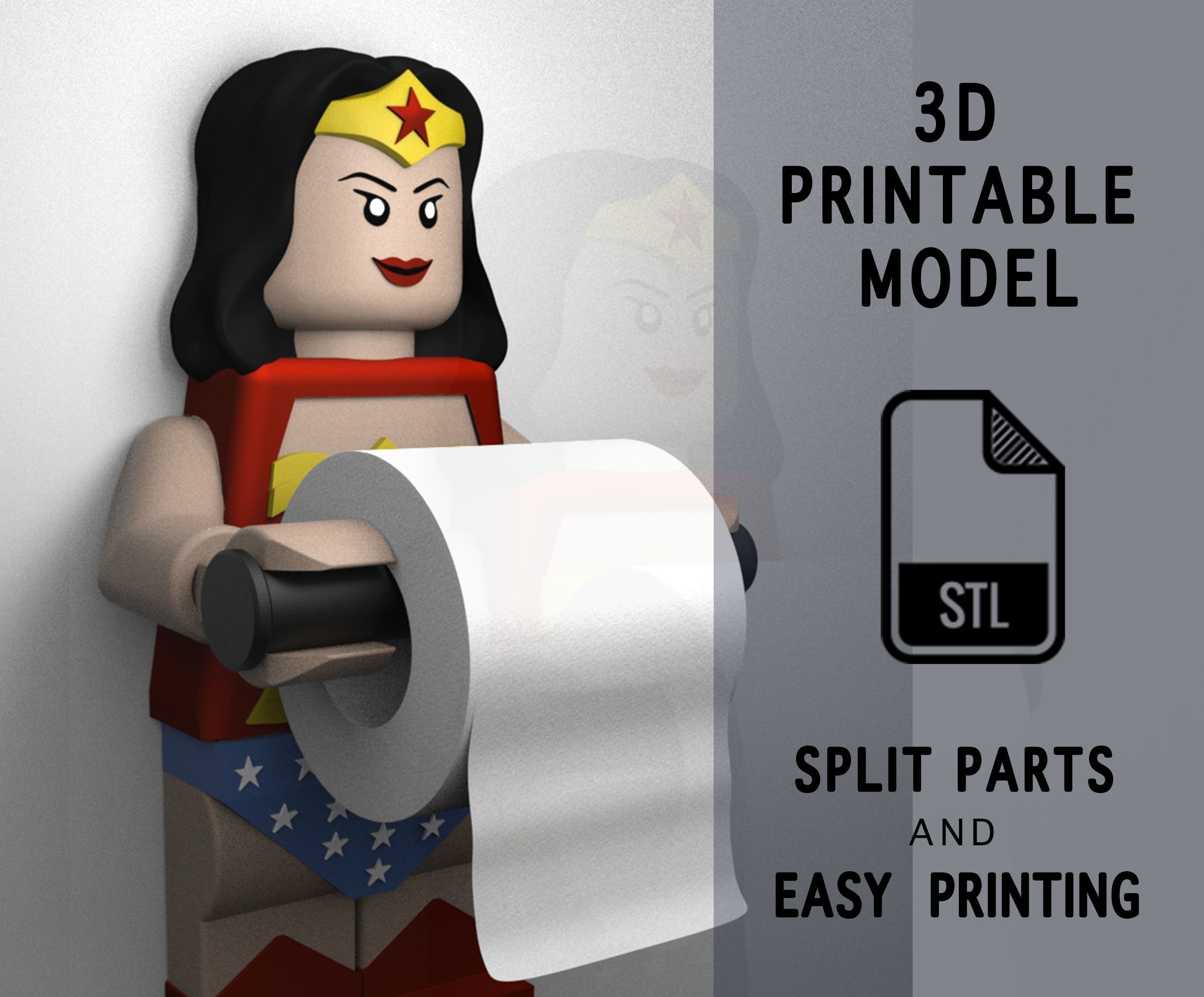 Wonder Woman Toilet Paper Holder Printable 3D model 3D printable CGTrader
