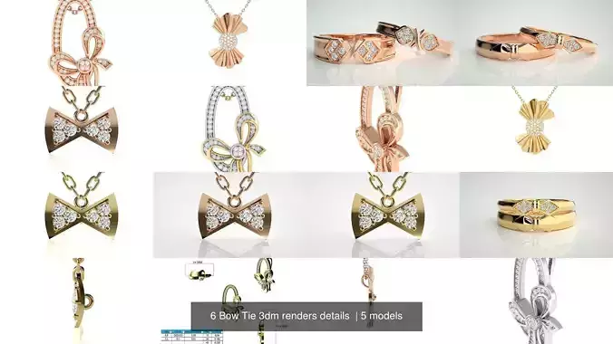 6 Bow Tie 3dm renders details  3D Model Collection
