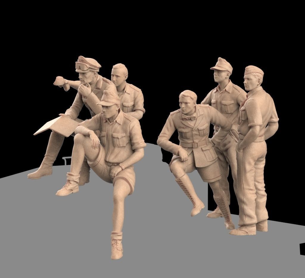 Rommel and soldiers Afrika Korps 3D print model_1