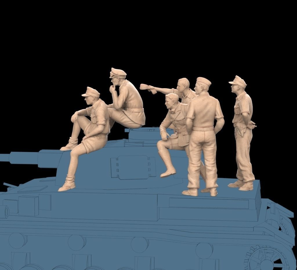 Rommel and soldiers Afrika Korps 3D print model_9