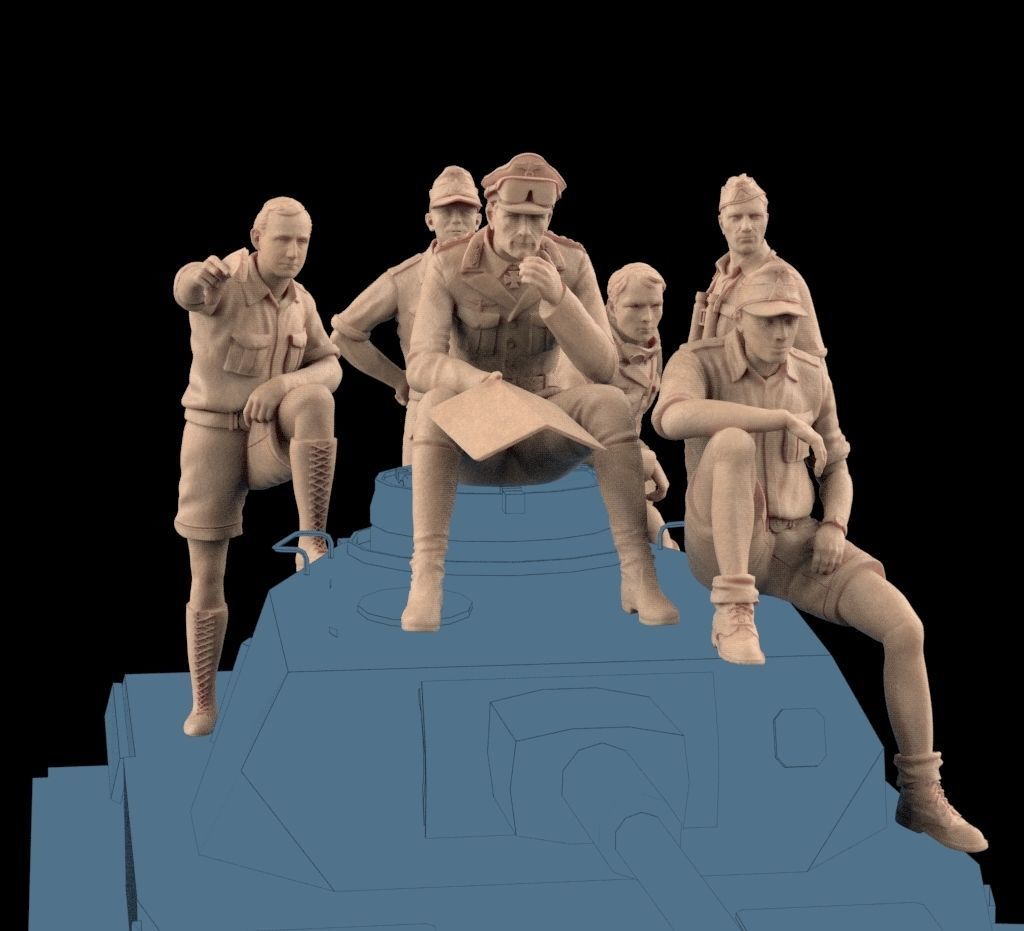 Rommel and soldiers Afrika Korps 3D print model_4