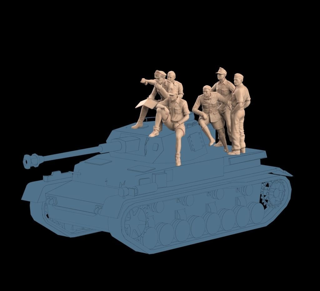 Rommel and soldiers Afrika Korps 3D print model_10