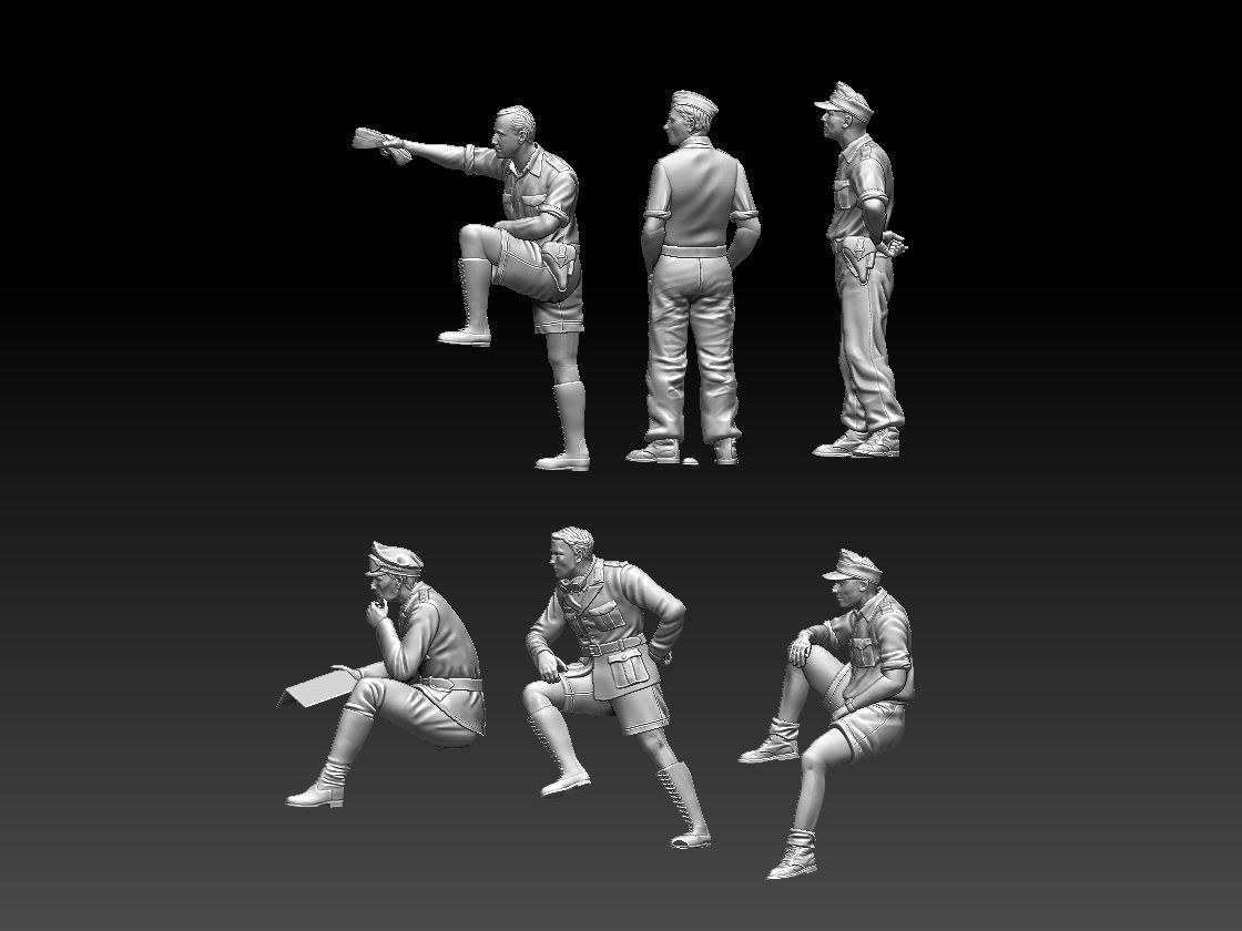 Rommel and soldiers Afrika Korps 3D print model_6