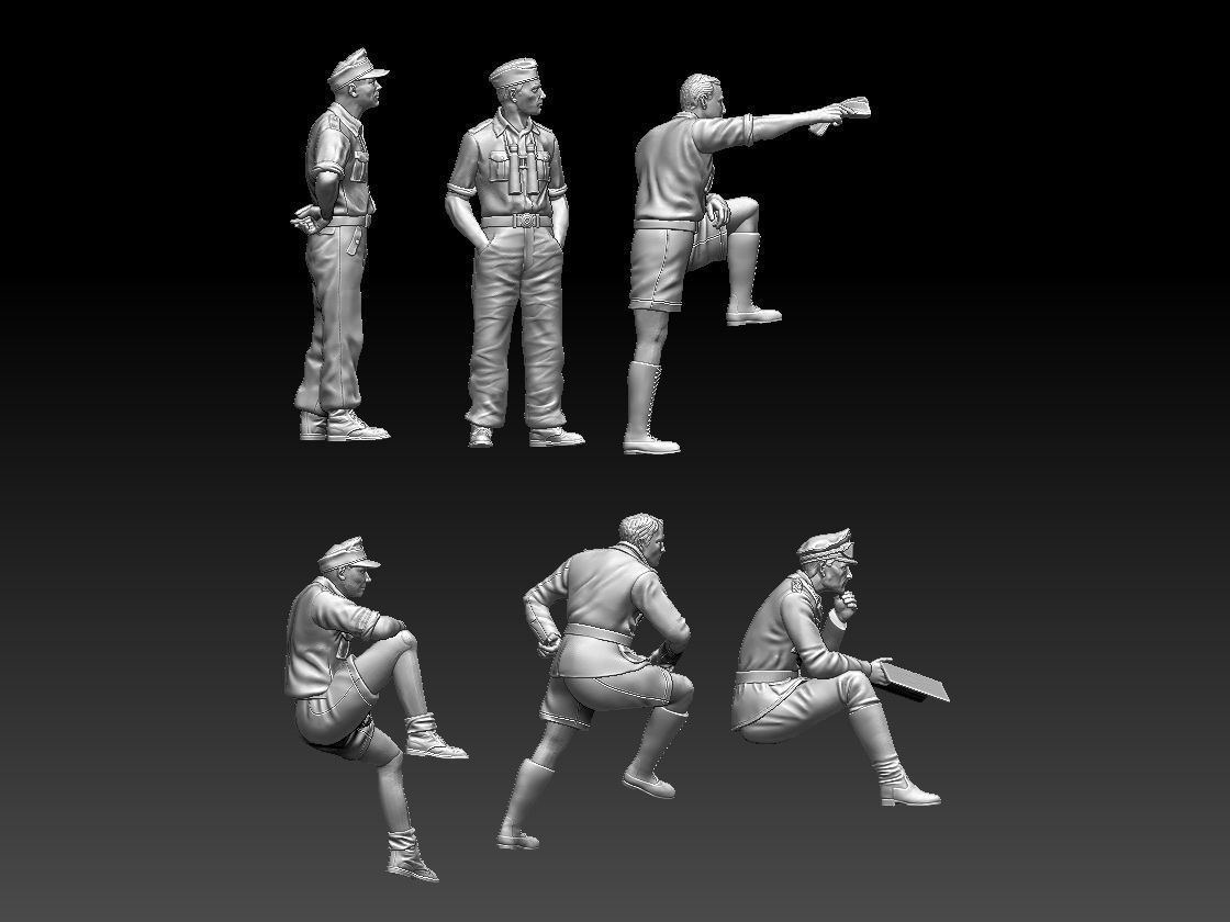 Rommel and soldiers Afrika Korps 3D print model_12