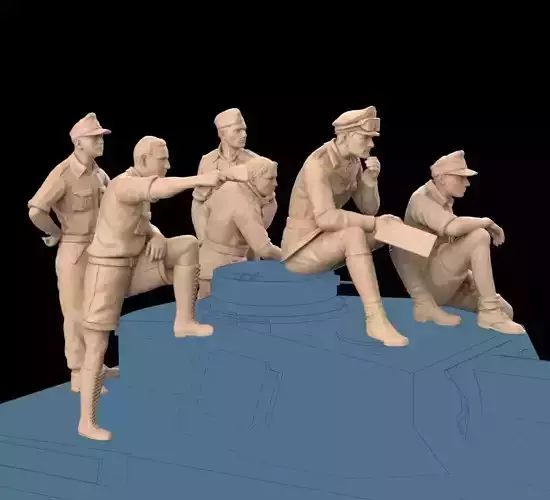 Rommel and soldiers Afrika Korps 3D print model