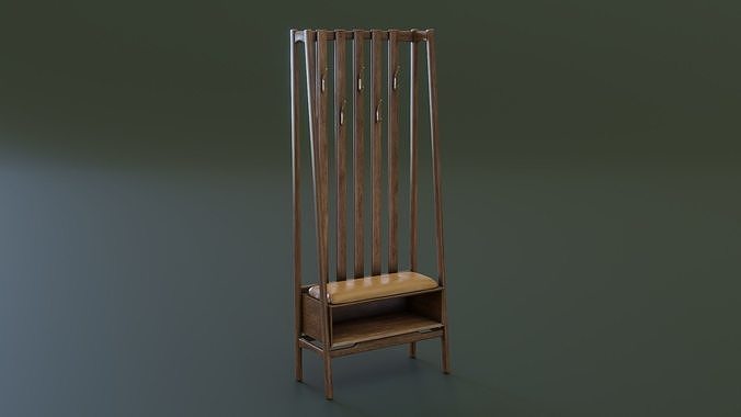 Mid-Century Coat Rack Low-poly 3D model