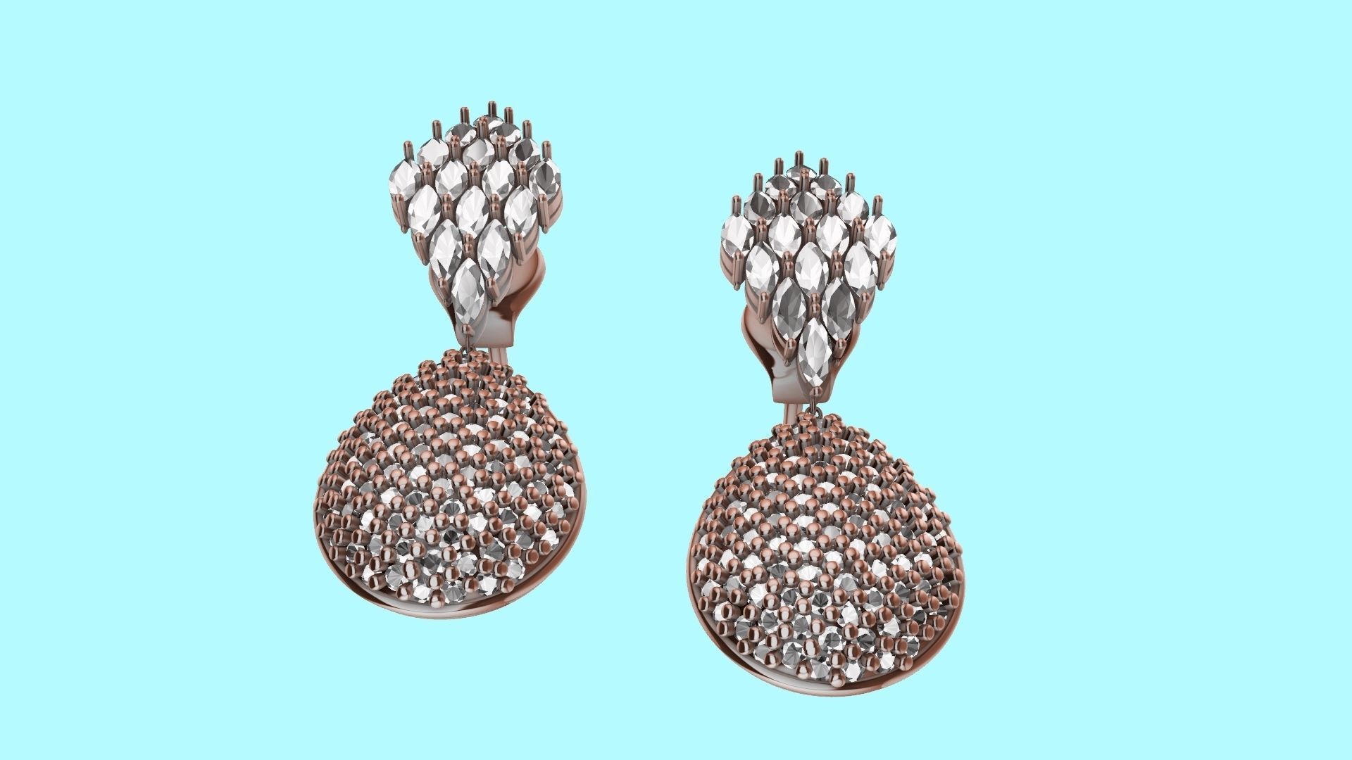 MARQUISE PEAR PAVE EARINGS STL VERIFIED 3D print model_15