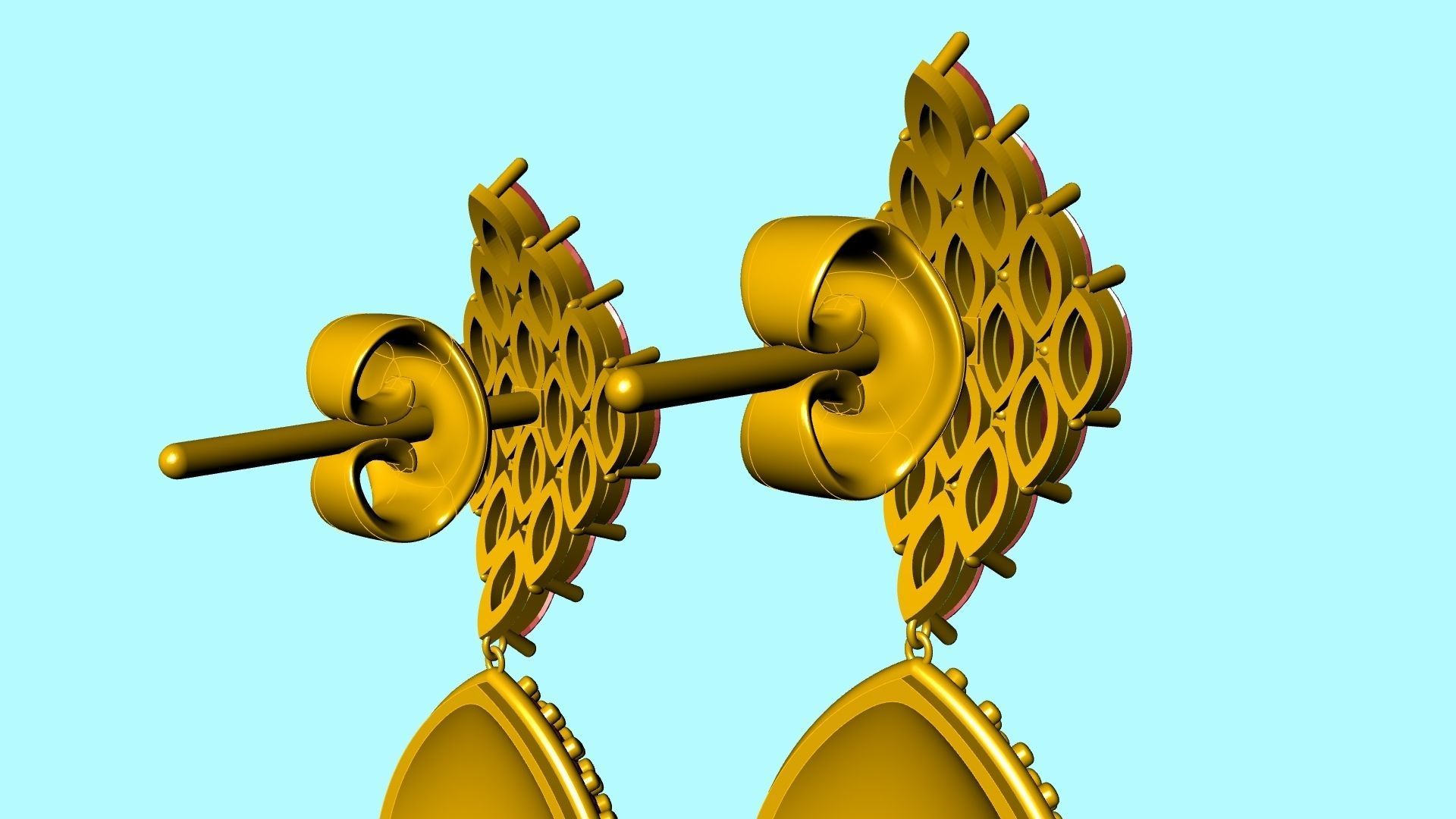 MARQUISE PEAR PAVE EARINGS STL VERIFIED 3D print model_22