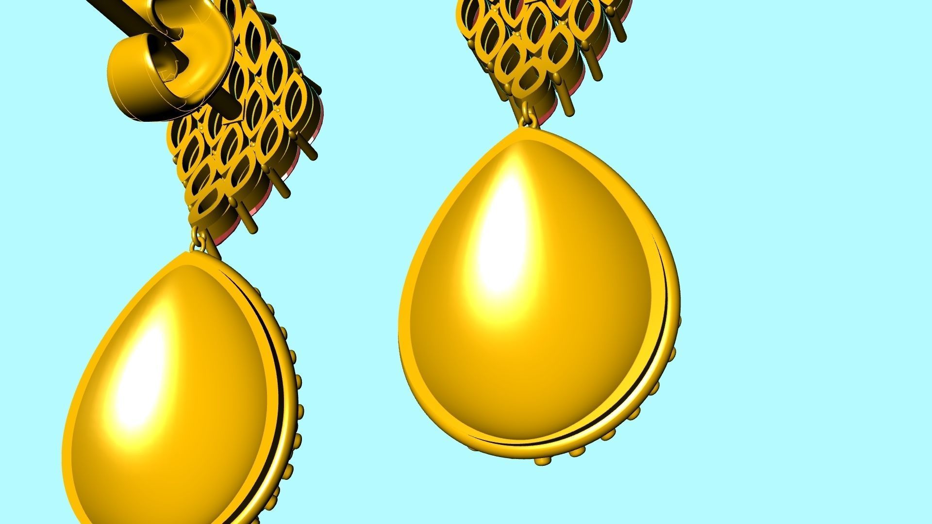 MARQUISE PEAR PAVE EARINGS STL VERIFIED 3D print model_23