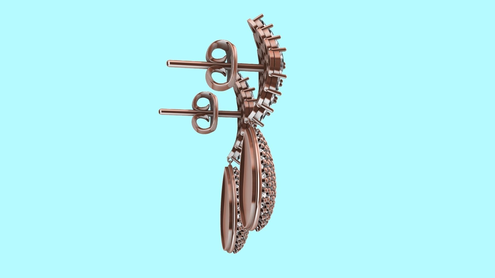 MARQUISE PEAR PAVE EARINGS STL VERIFIED 3D print model_13