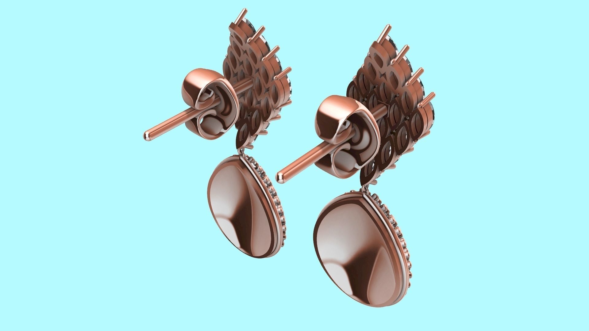 MARQUISE PEAR PAVE EARINGS STL VERIFIED 3D print model_2