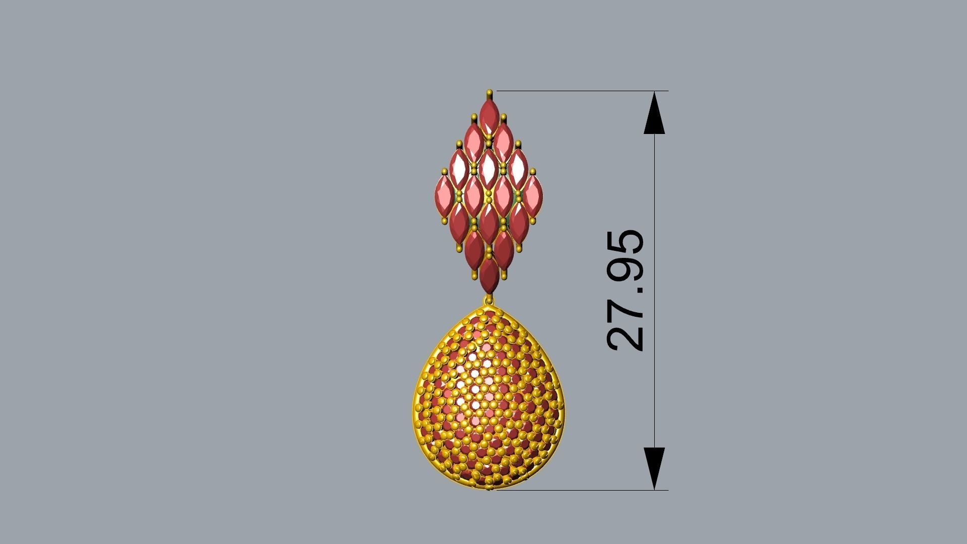 MARQUISE PEAR PAVE EARINGS STL VERIFIED 3D print model_7