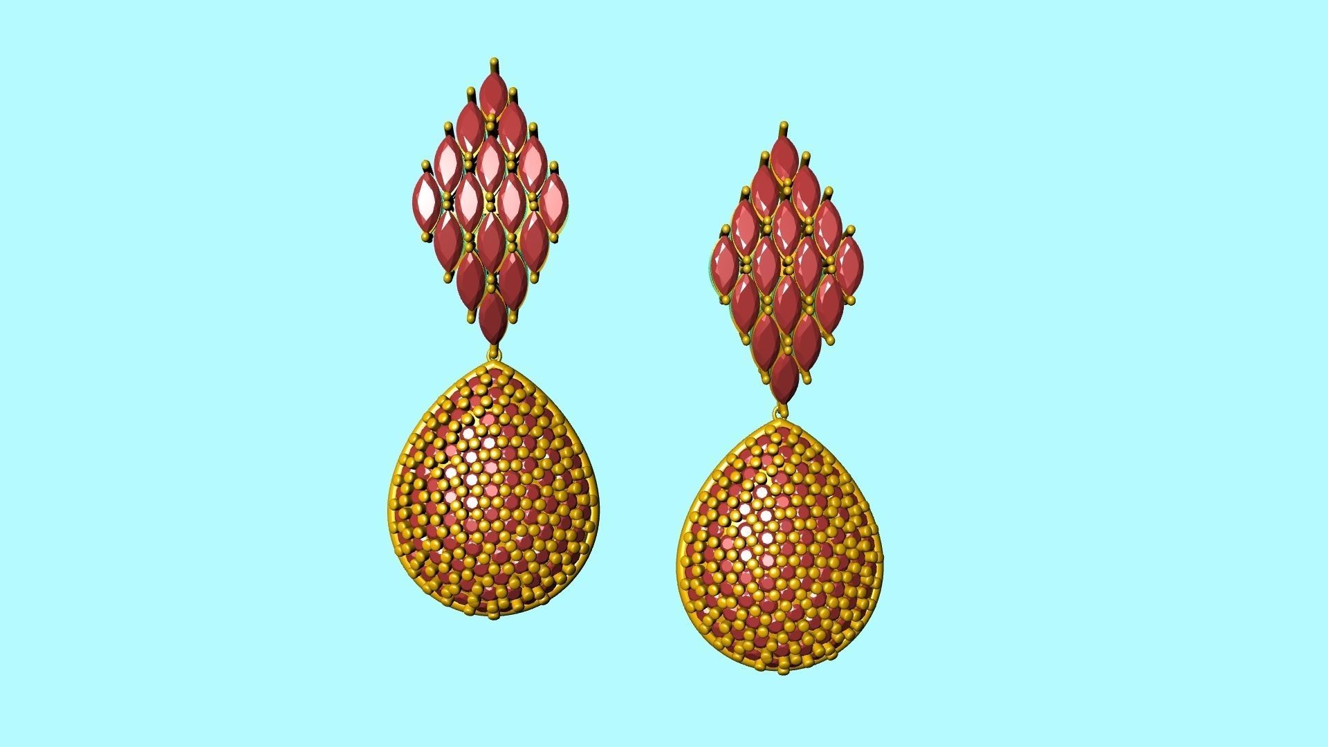 MARQUISE PEAR PAVE EARINGS STL VERIFIED 3D print model_19
