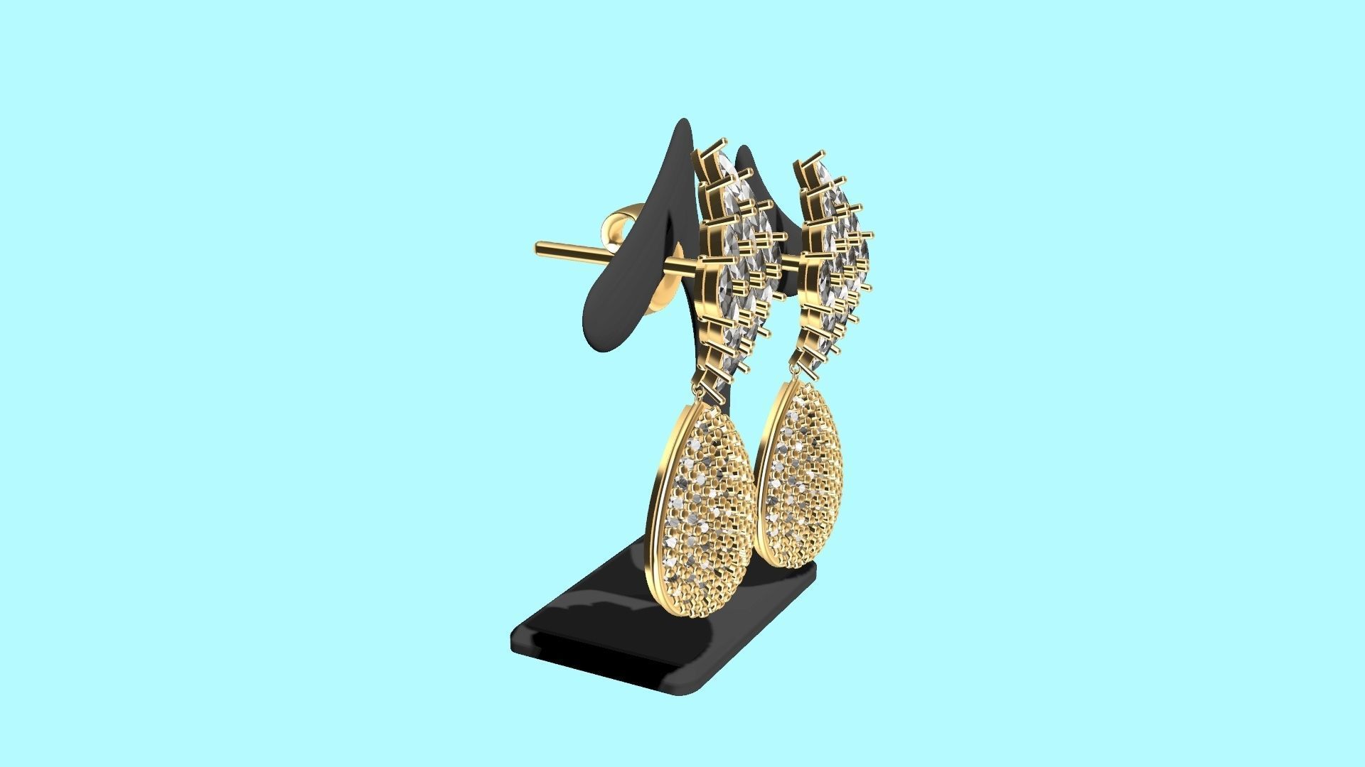 MARQUISE PEAR PAVE EARINGS STL VERIFIED 3D print model_5