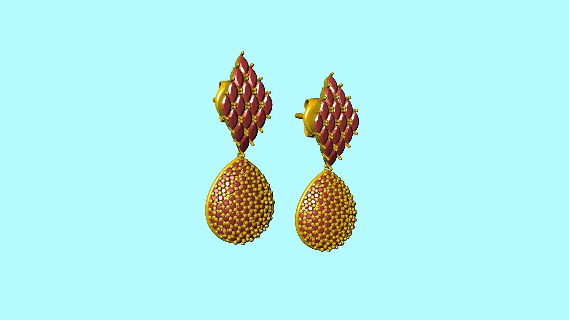 MARQUISE PEAR PAVE EARINGS STL VERIFIED 3D print model_16