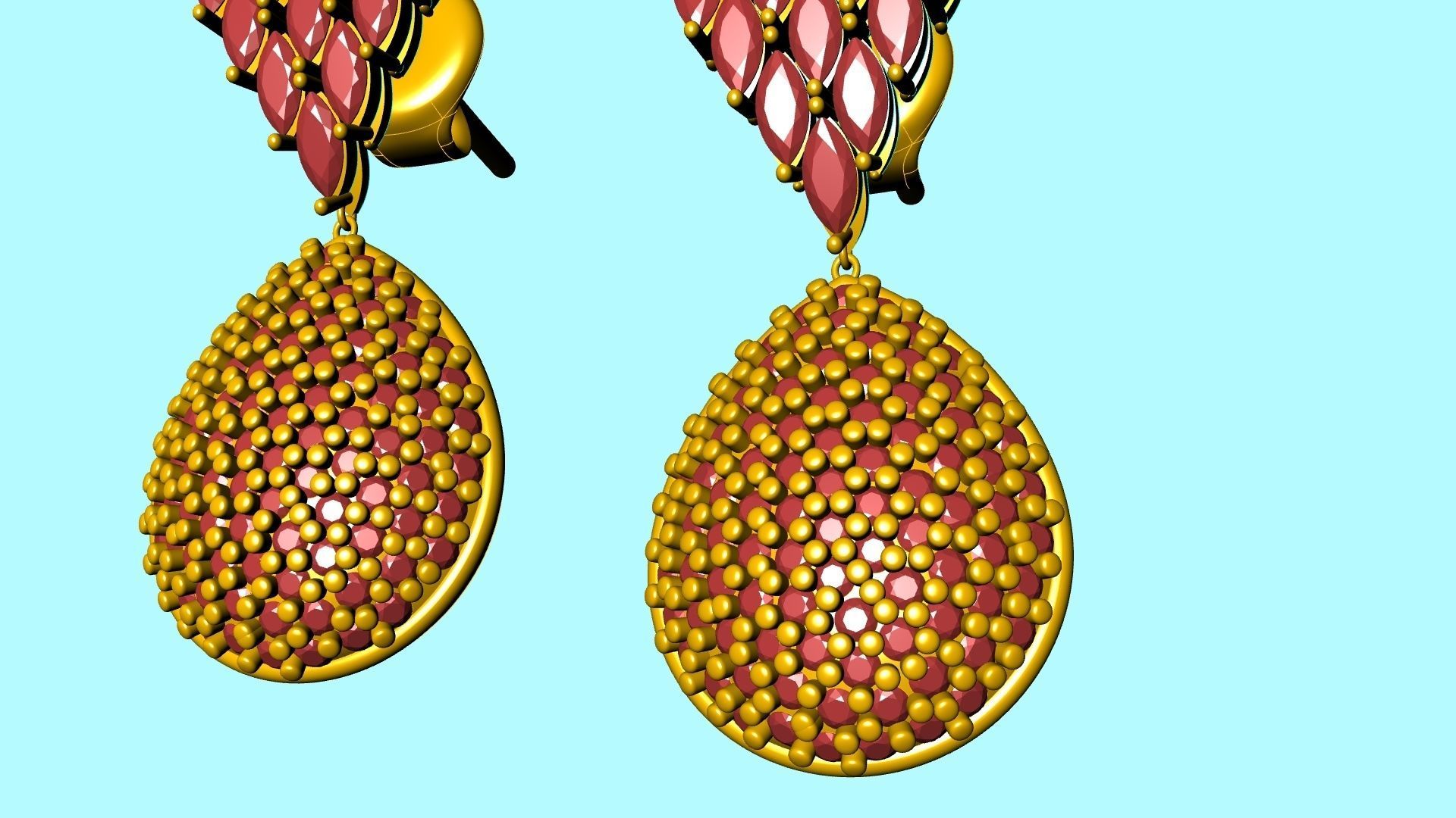 MARQUISE PEAR PAVE EARINGS STL VERIFIED 3D print model_21