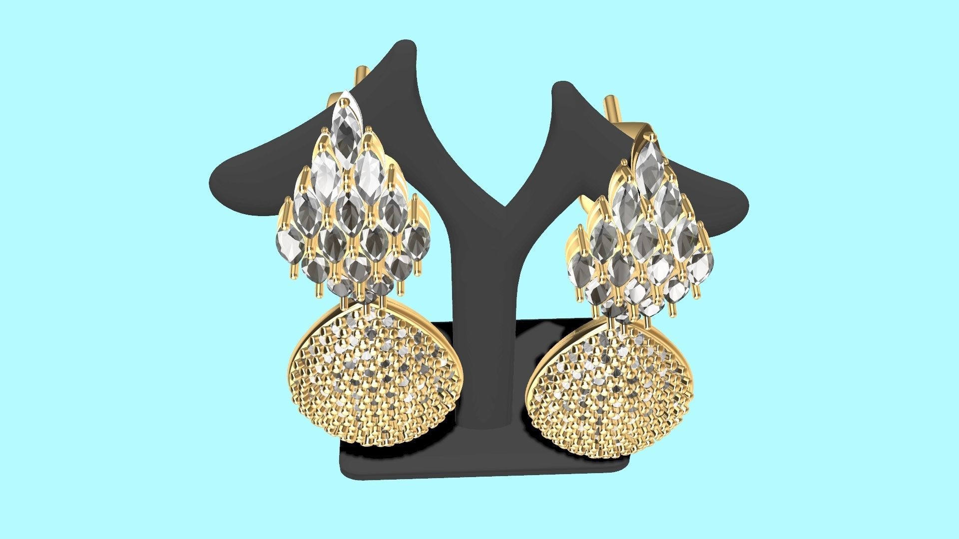 MARQUISE PEAR PAVE EARINGS STL VERIFIED 3D print model_11