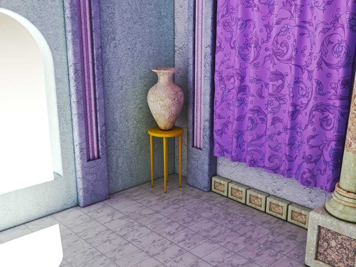 hall of a Greek palace Low-poly 3D model_2