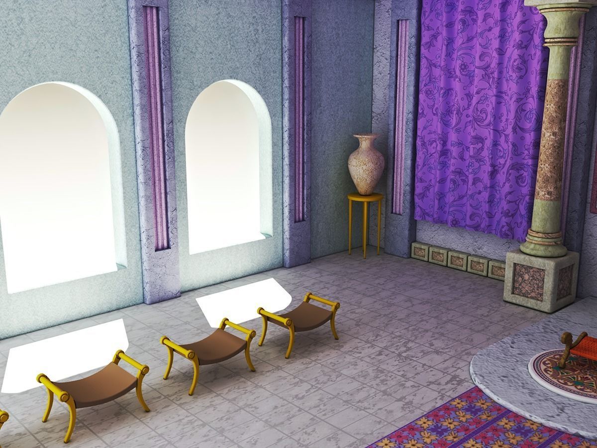 hall of a Greek palace Low-poly 3D model_3