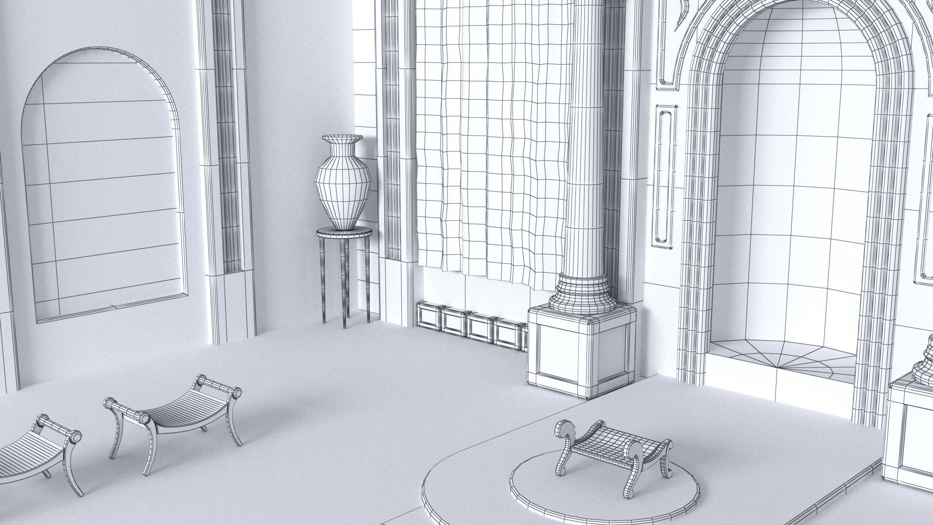 hall of a Greek palace Low-poly 3D model_5