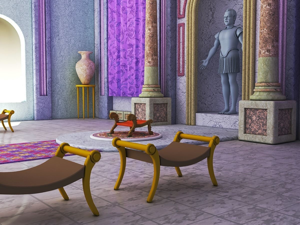 hall of a Greek palace Low-poly 3D model_4