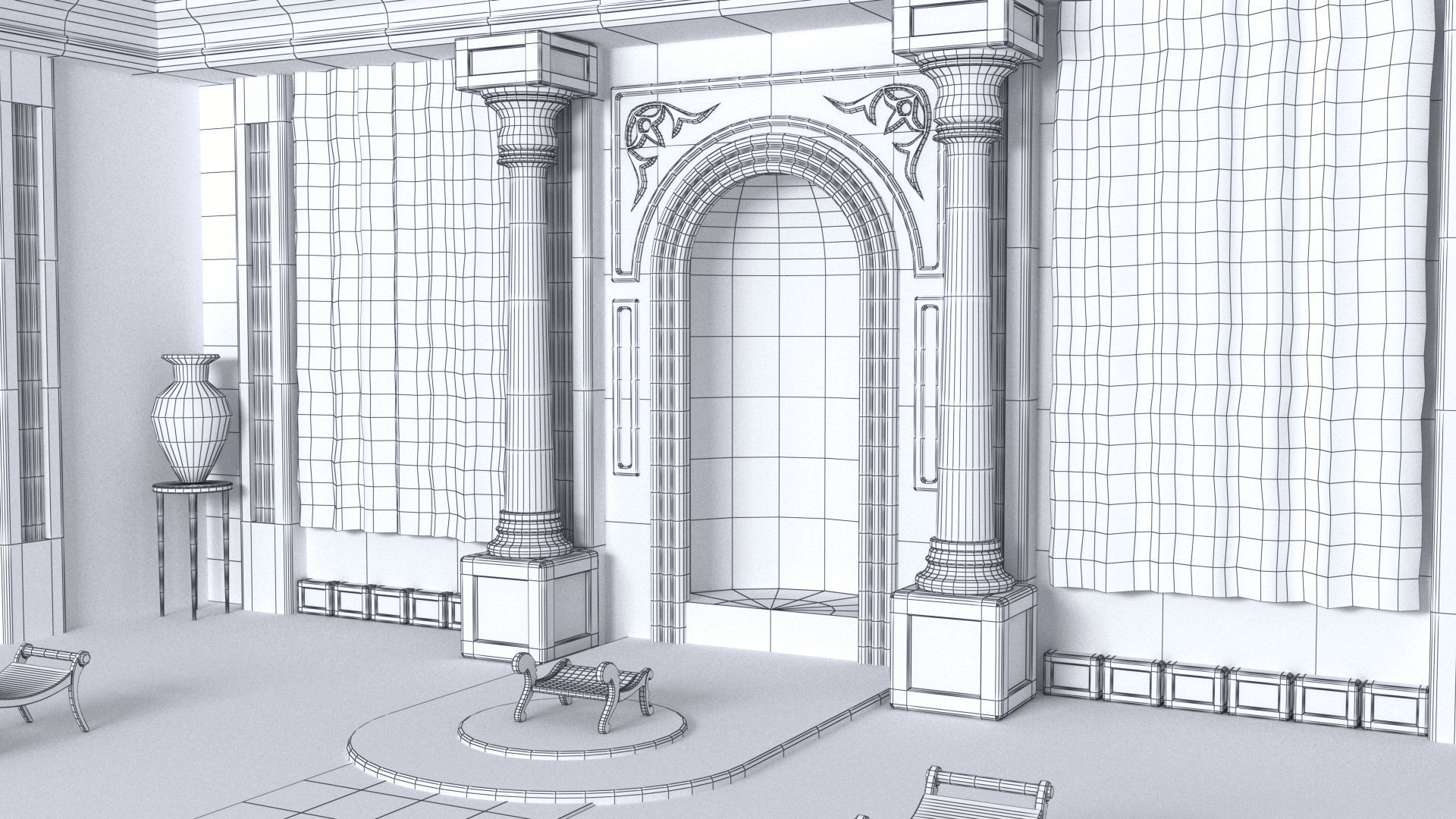 hall of a Greek palace Low-poly 3D model_6