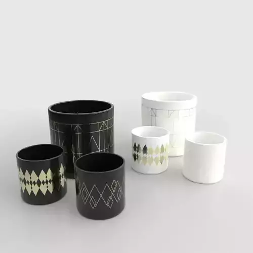 Scandinavian Pots 01 Low-poly 3D model