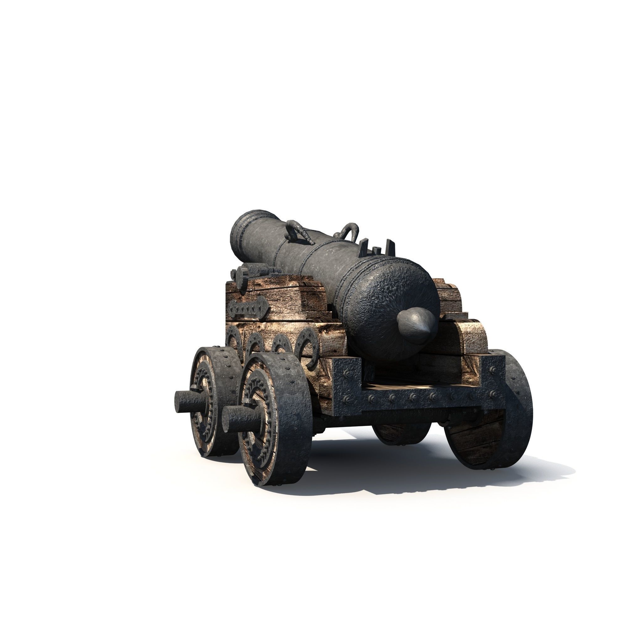 Medieval Cannon 3D model Low-poly 3D model_4