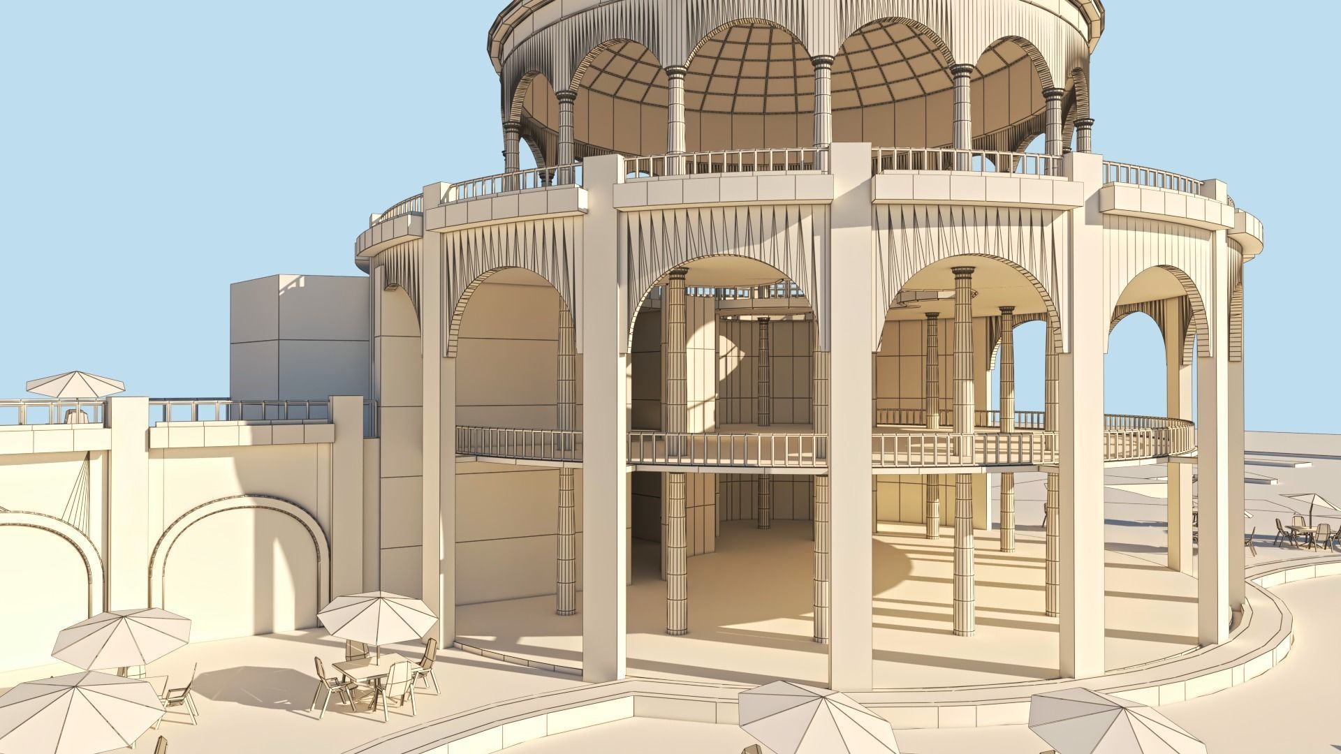 Tourist resort and entertainment place Low-poly 3D model_11