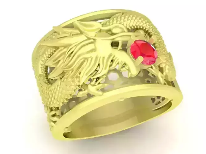 korea lucky dragon diamond men ring 3745