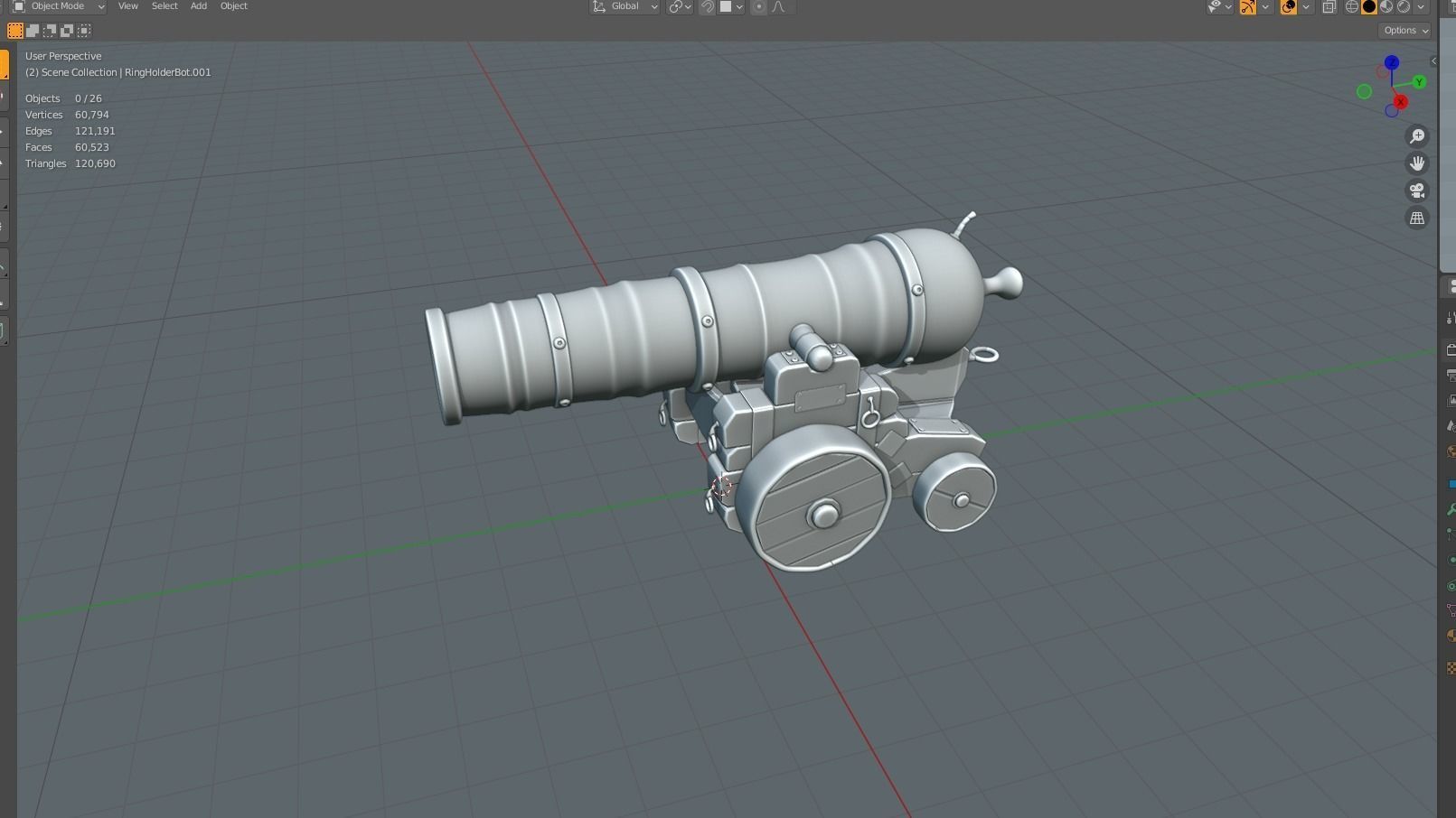 Medieval Cannon  Low-poly 3D model_8