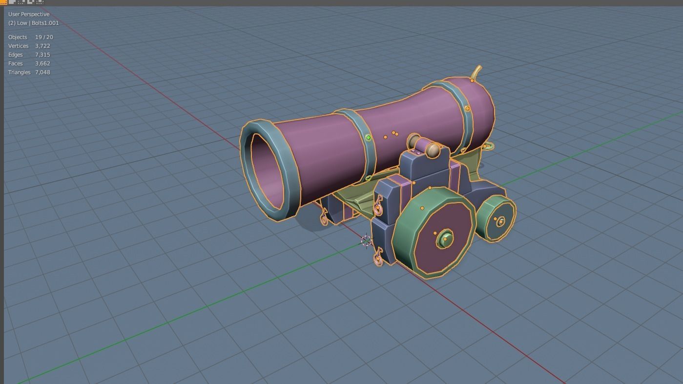 Medieval Cannon  Low-poly 3D model_2