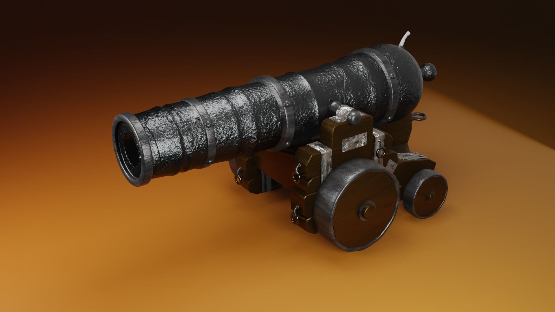 Medieval Cannon  Low-poly 3D model_5
